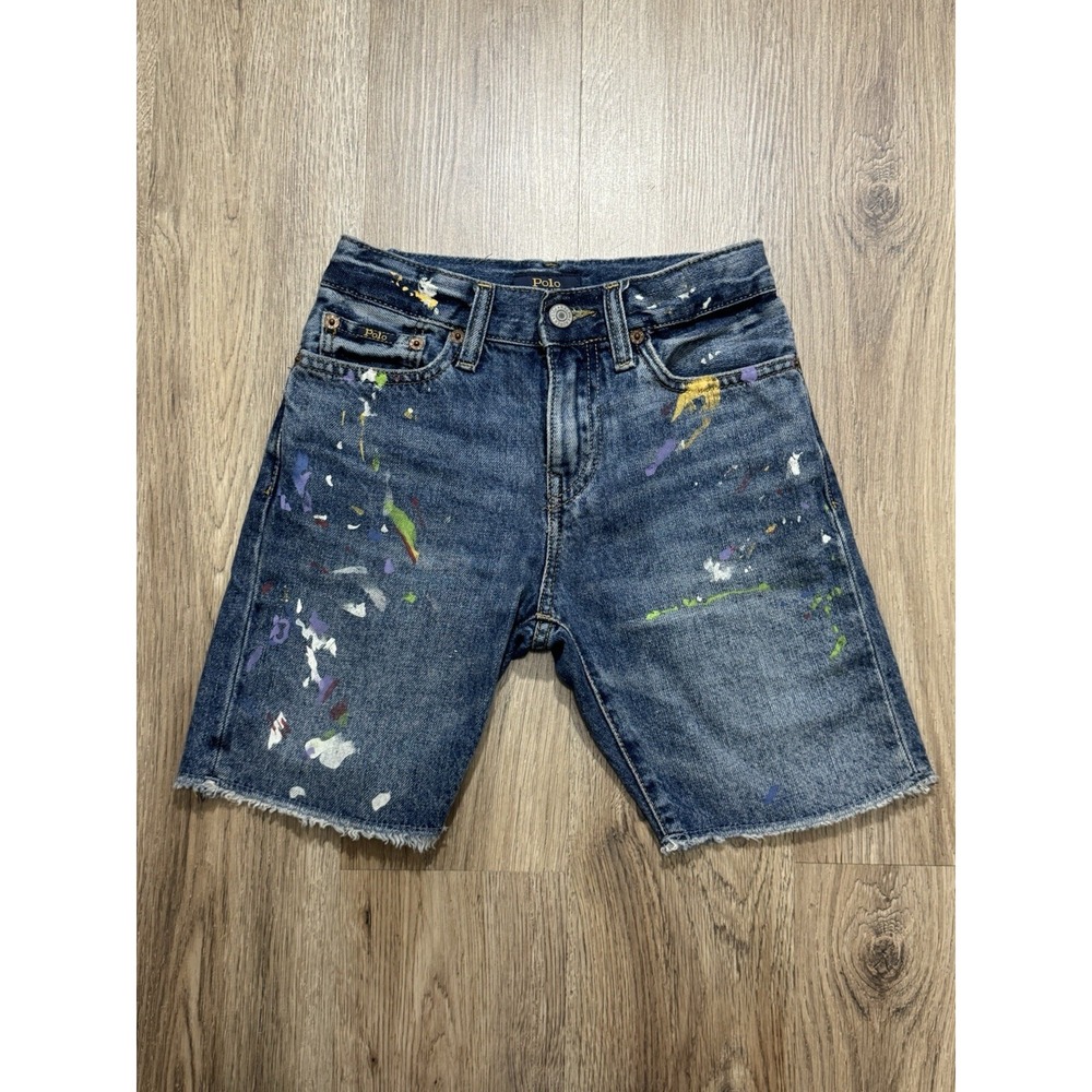 Polo Ralph Lauren Boys' Denim Shorts Paint Splatter Sullivan Slim Size 8